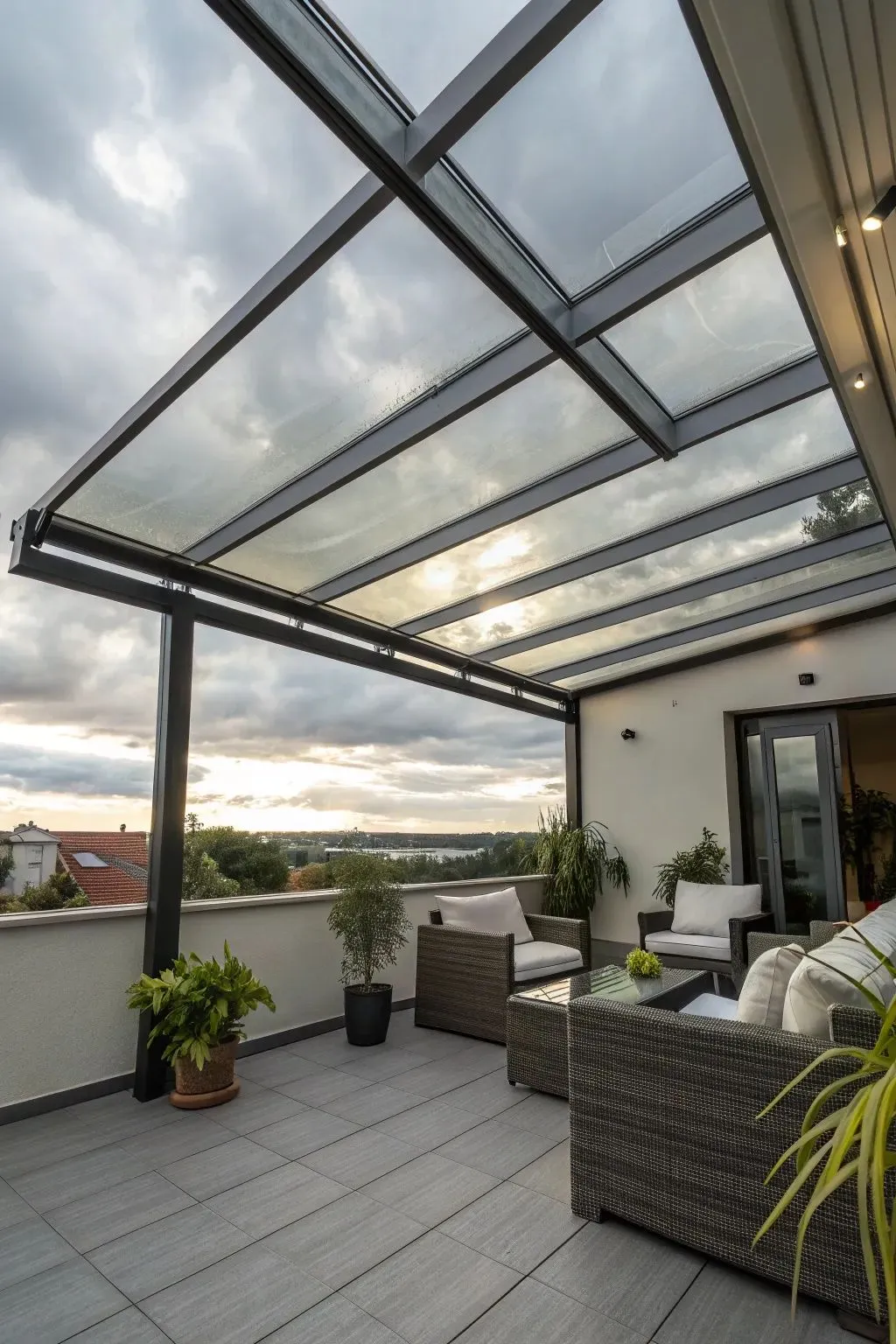Cam Kenar Korkuluklu Modern Pergola Tasarımı
